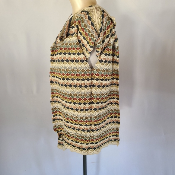 Betsey Johnson Metallic Striped Knit Poncho Wrap - O/S Boho Glam Shawl - Picture 8 of 14